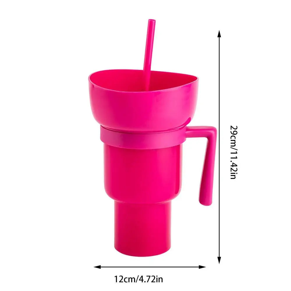 Snack Bowl Drink Cup Splash Proof Leakproof Portable 