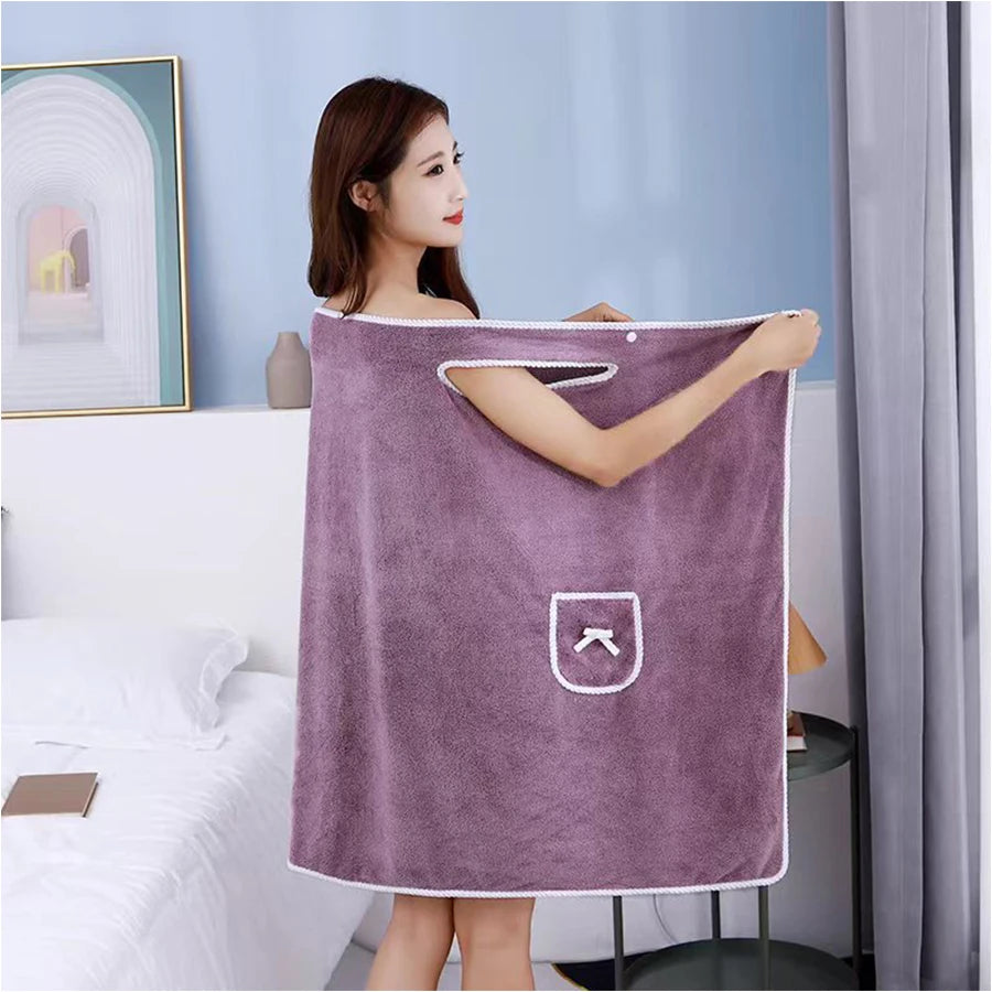  Bathrobe Bath Towels Girls Wearable Fast Drying Bathing Beach  | Yazijico™