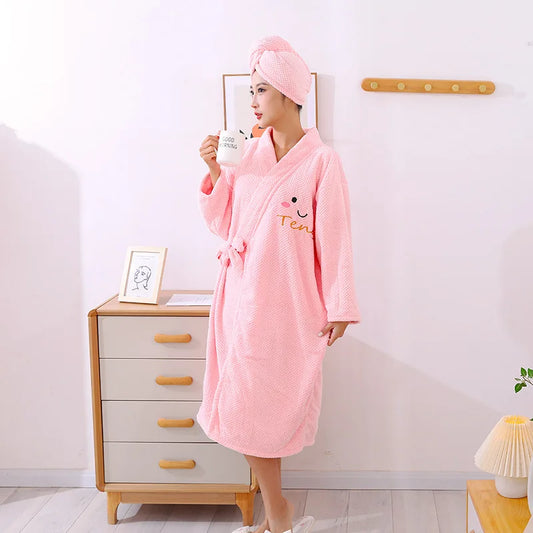 Bathrobe Women Winter Thermal Long Lovers  | Yazijico™