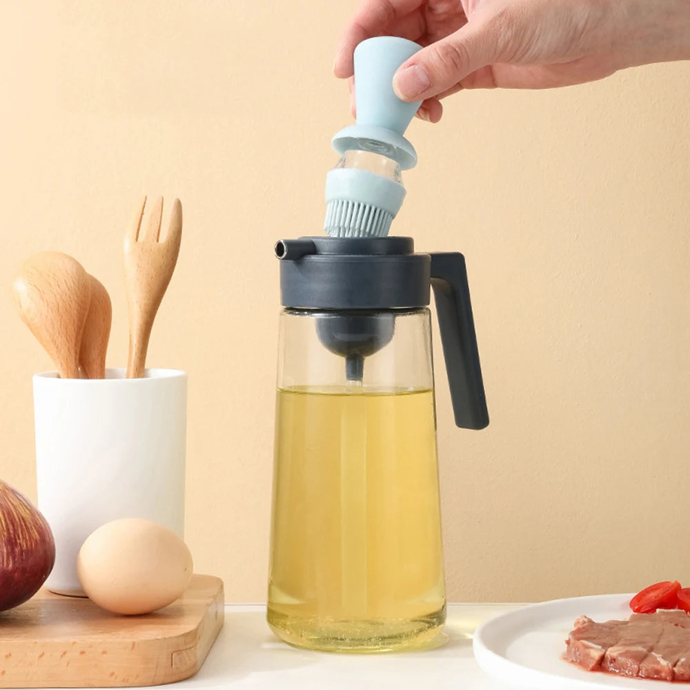 Glass Oil Bottle With Silicone Brush Kitchen Utensil | Yazijico™ 