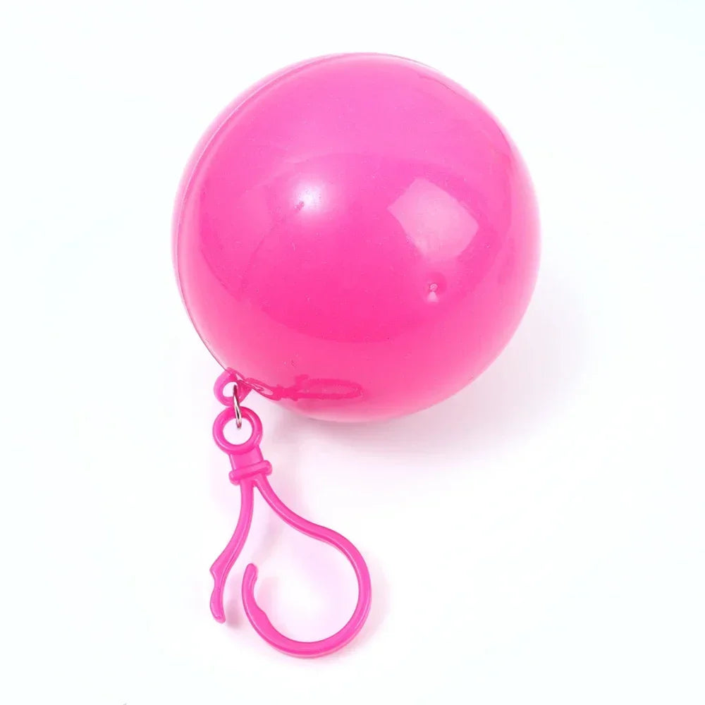 Mini Raincoats Ball for Adults Kids Disposable Rain Ponchos Rainwear Cloak Rain Gear Keyring Ball with Hook