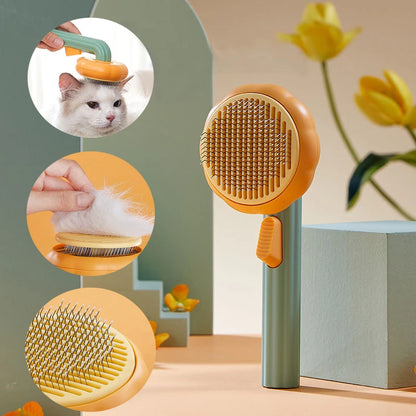 Yazijico™ Pumpkin Pet Cat Grooming Comb Self Cleaning - Yazijico™ 