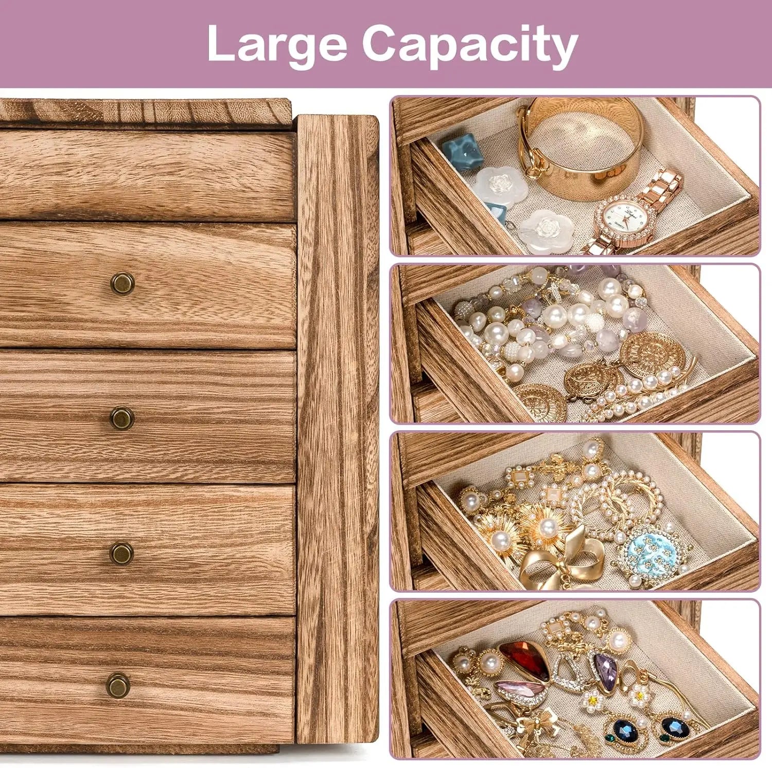 Yazijico™  Meangood Jewelry Box Wood for Women - Yazijico™ 