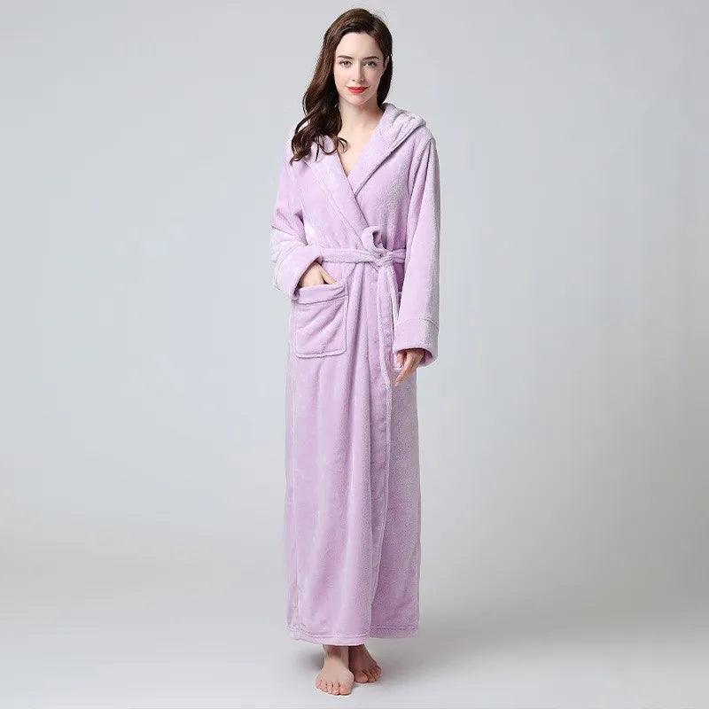 Premium Flannel Dressing Gown Couple Hooded Pajamas 