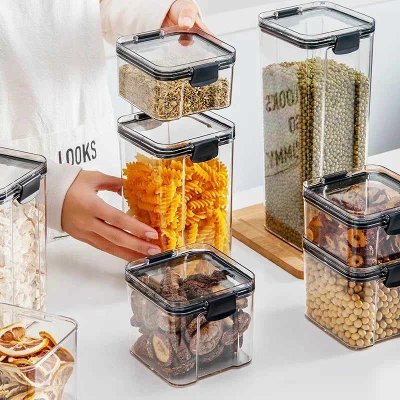Food Storage Containers Set White Lid Kitchen | Yazijico™