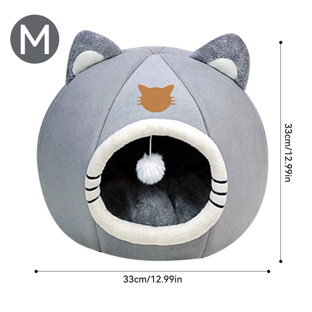 Cute Winter Long Plush Pet Cat Bed Round | Yazijico™ 