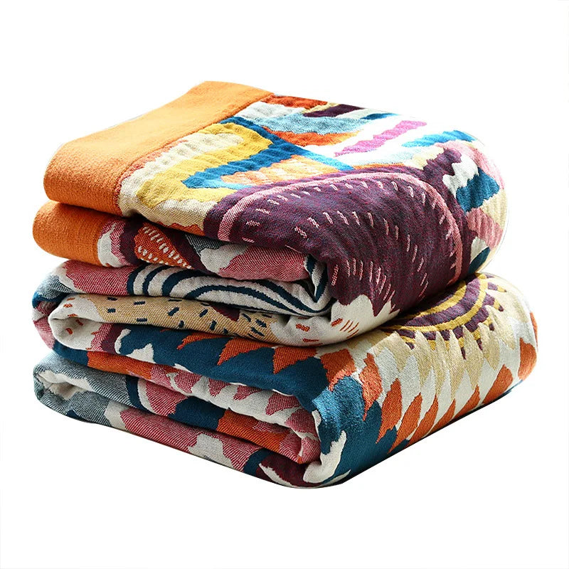 Japanese cotton blankets and throws gauze flowers sofa towel summer  | Yazijico™