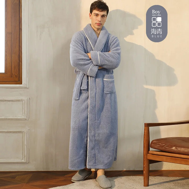 Peignoir à manches longues chaud col rabattu | Yazijico™