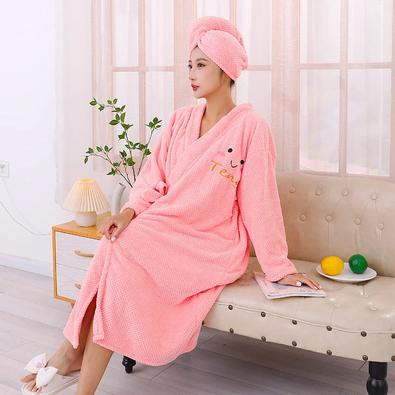 Bathrobe Women Winter Thermal Long Lovers  | Yazijico™