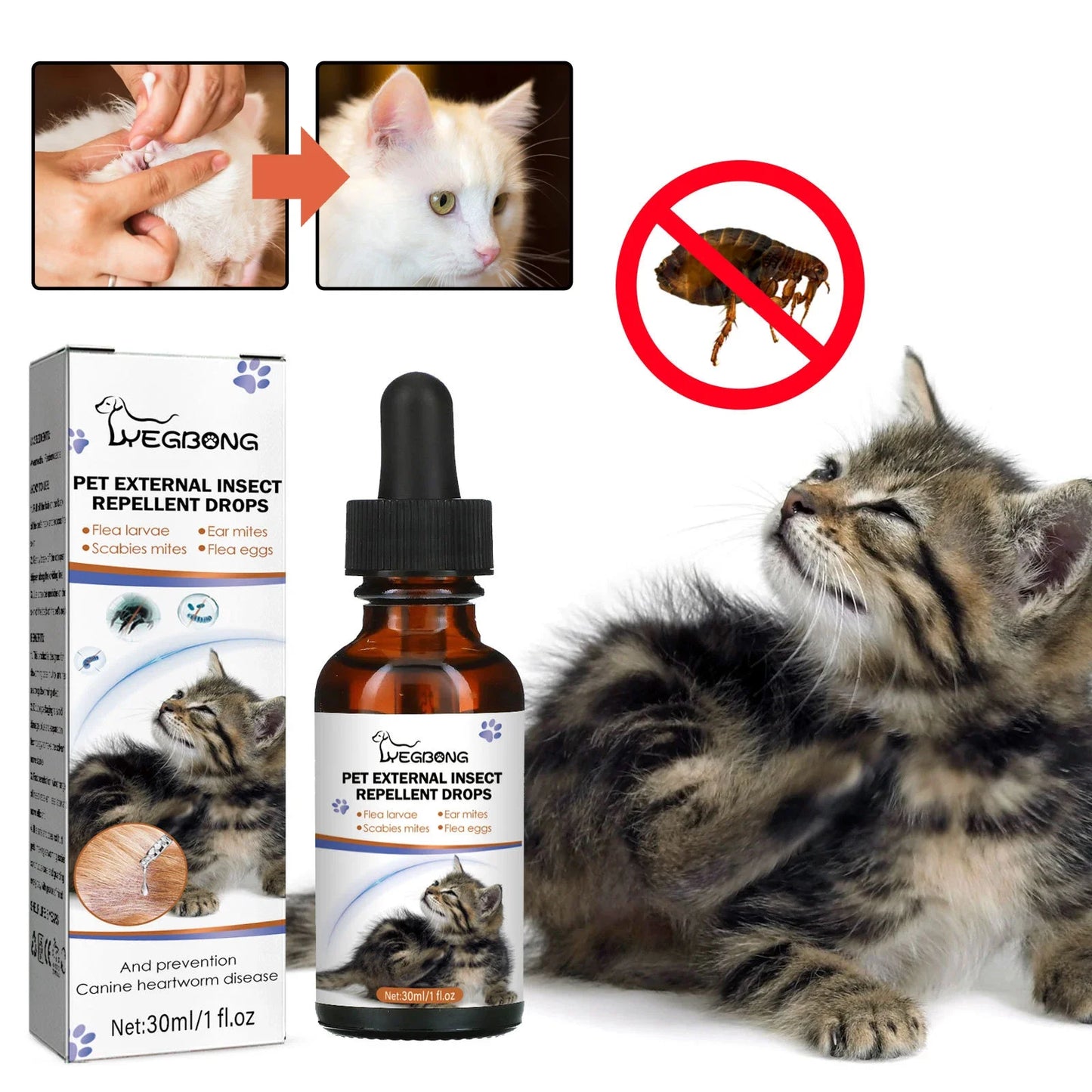 Cat Anti Flea Drops Flea Lice Insect Remover Prevent| Yazijico™ 