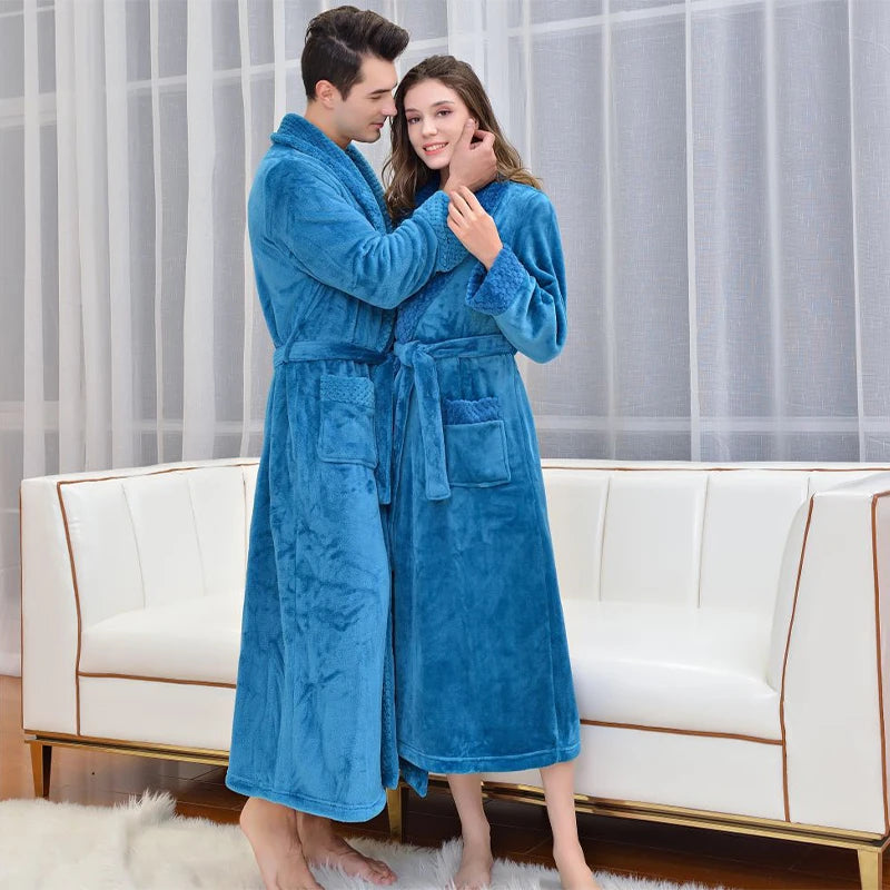 Bathrobe Winter thickened Robe Couple Coloured  | Yazijico™