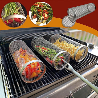 Yazijico™ Rolling Grilling BBQ Basket Stainless Steel Leakproof - Yazijico™ 