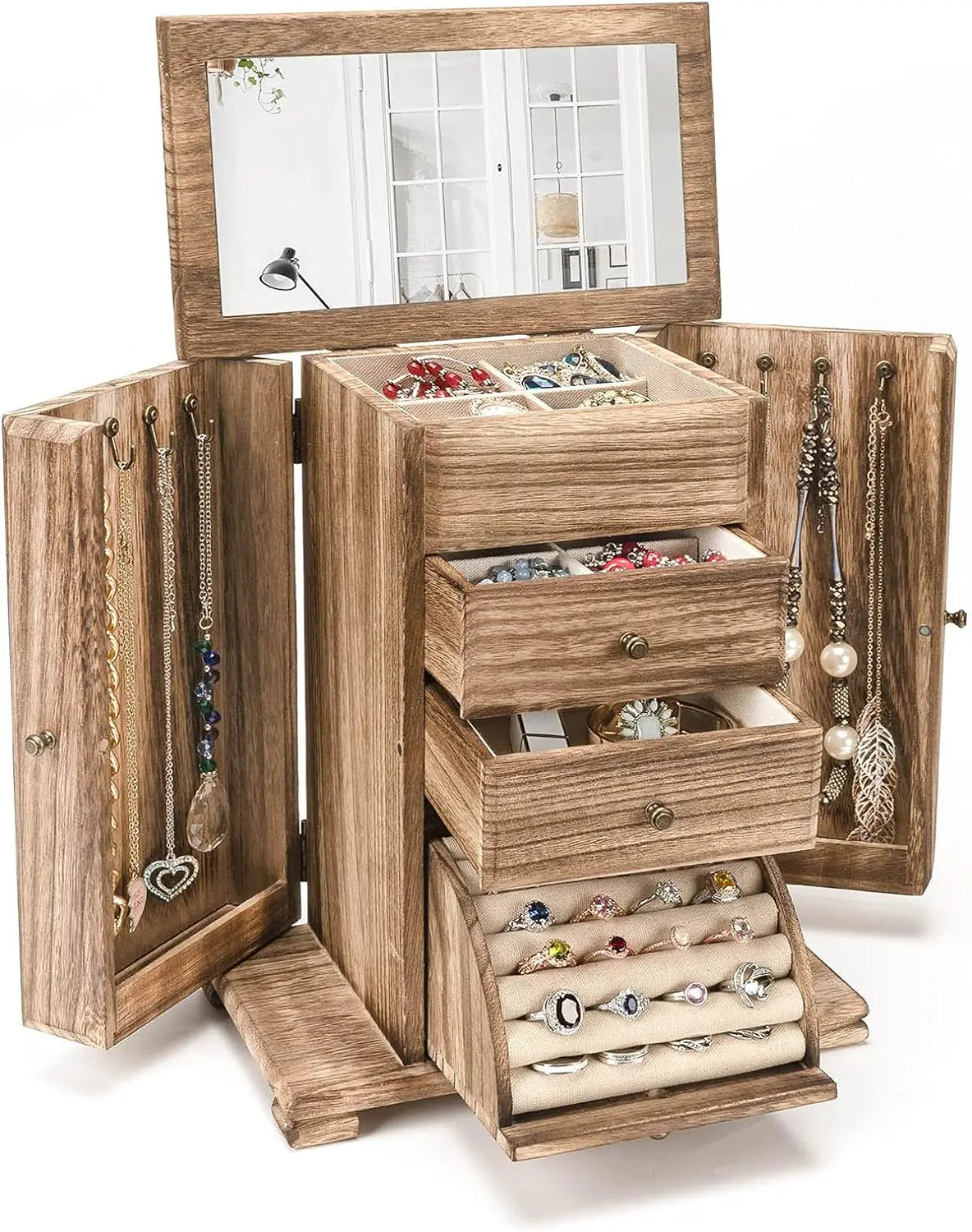 Rustic Wooden Jewelry Boxes & Organizers | Yazijico™ 