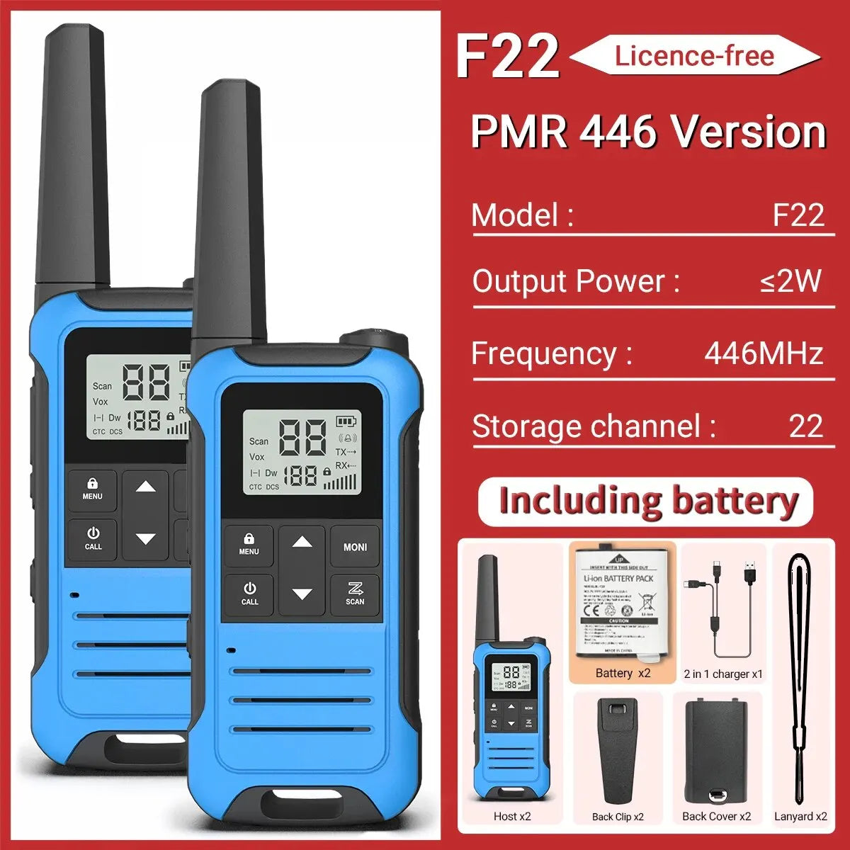 Baofeng F22 Mini Walkie Talkie PMR FRS | Yazijico™ 