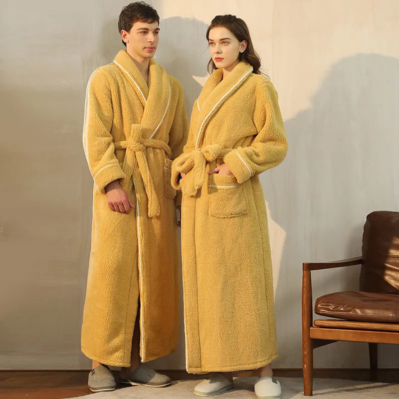 Peignoir à manches longues chaud col rabattu | Yazijico™