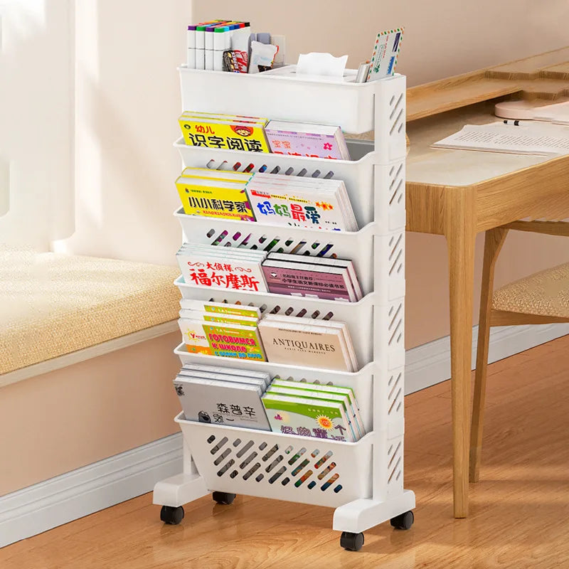 Storage Shelf Desk Side Bookshelf Bookcase | Yazijico™ 