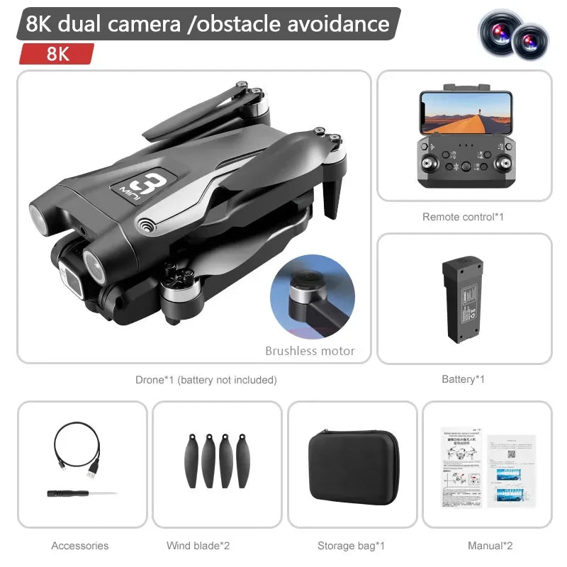 Drone Dual Camera 8K Professional Brushless Motor