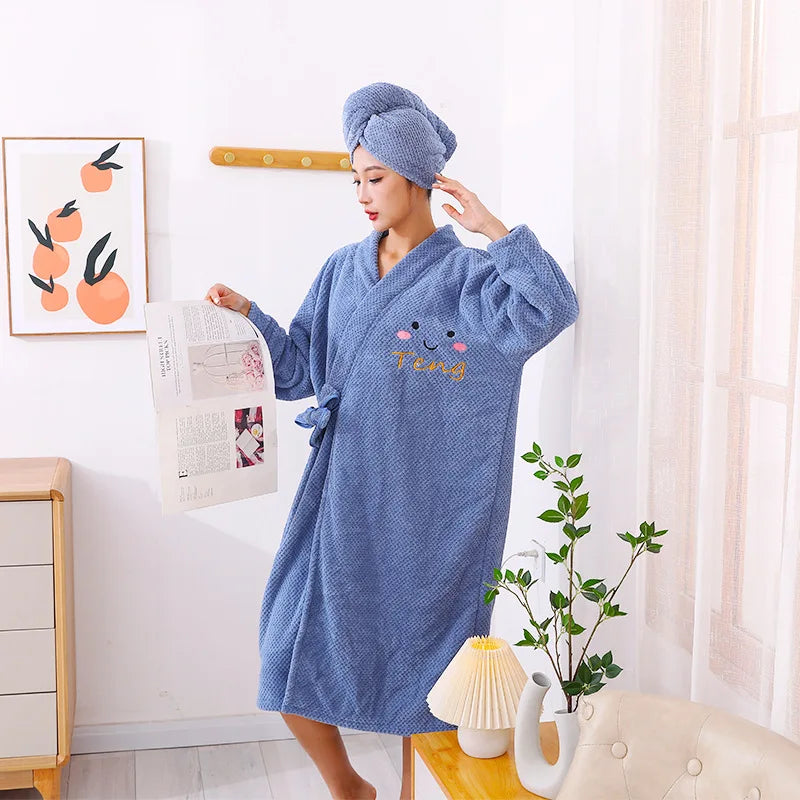 Bathrobe Women Winter Thermal Long Lovers  | Yazijico™