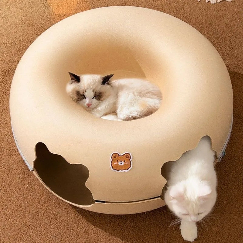 Donut Cat Bed Hiding House Indoor Tunnel Toys| Yazijico™ 