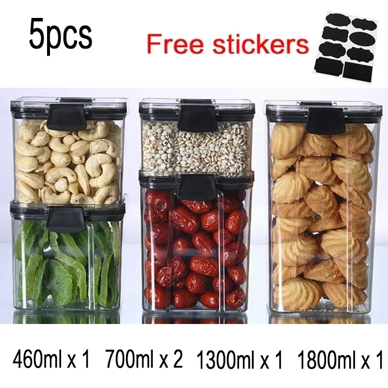 Food Storage Containers Set White Lid Kitchen | Yazijico™