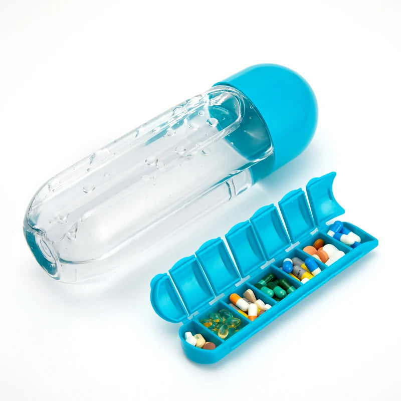 2 in 1 600ml 7 Grids Medicine Box Water Cup | Yazijico™