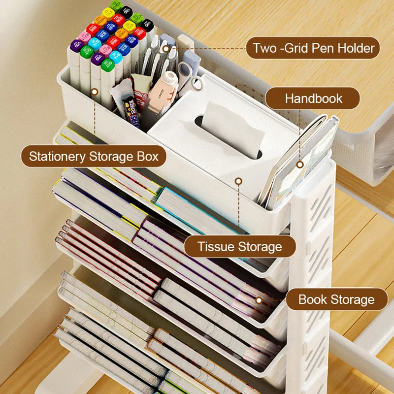 Storage Shelf Desk Side Bookshelf Bookcase | Yazijico™ 