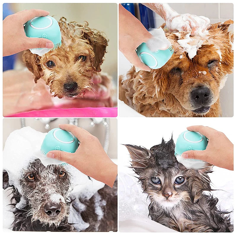 Silicone Dog Cat Shower Brush Pet Shampoo Dispenser| Yazijico™  