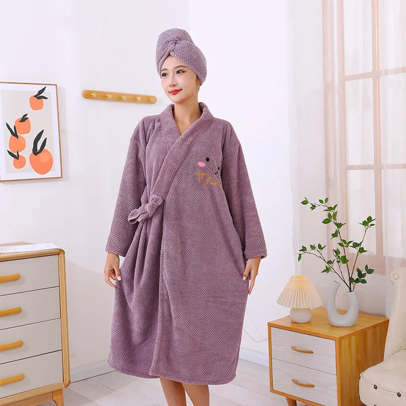 Bathrobe Women Winter Thermal Long Lovers  | Yazijico™
