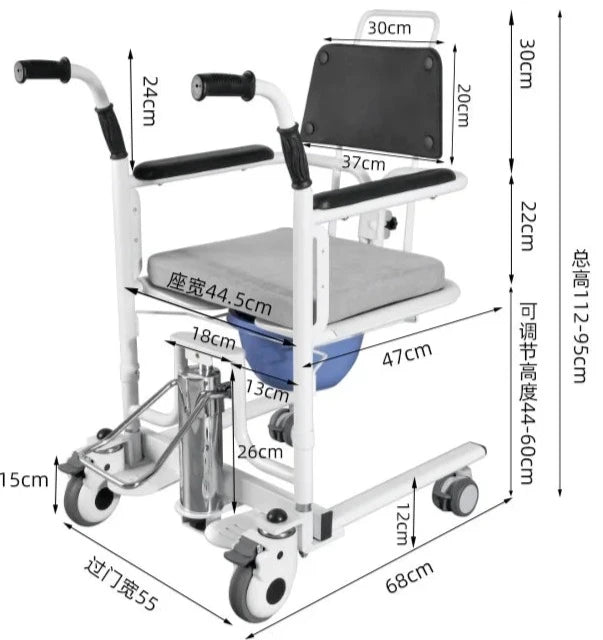 Disability care shift chair multifunctional bathing hydraulic shift device lifting toilet chair