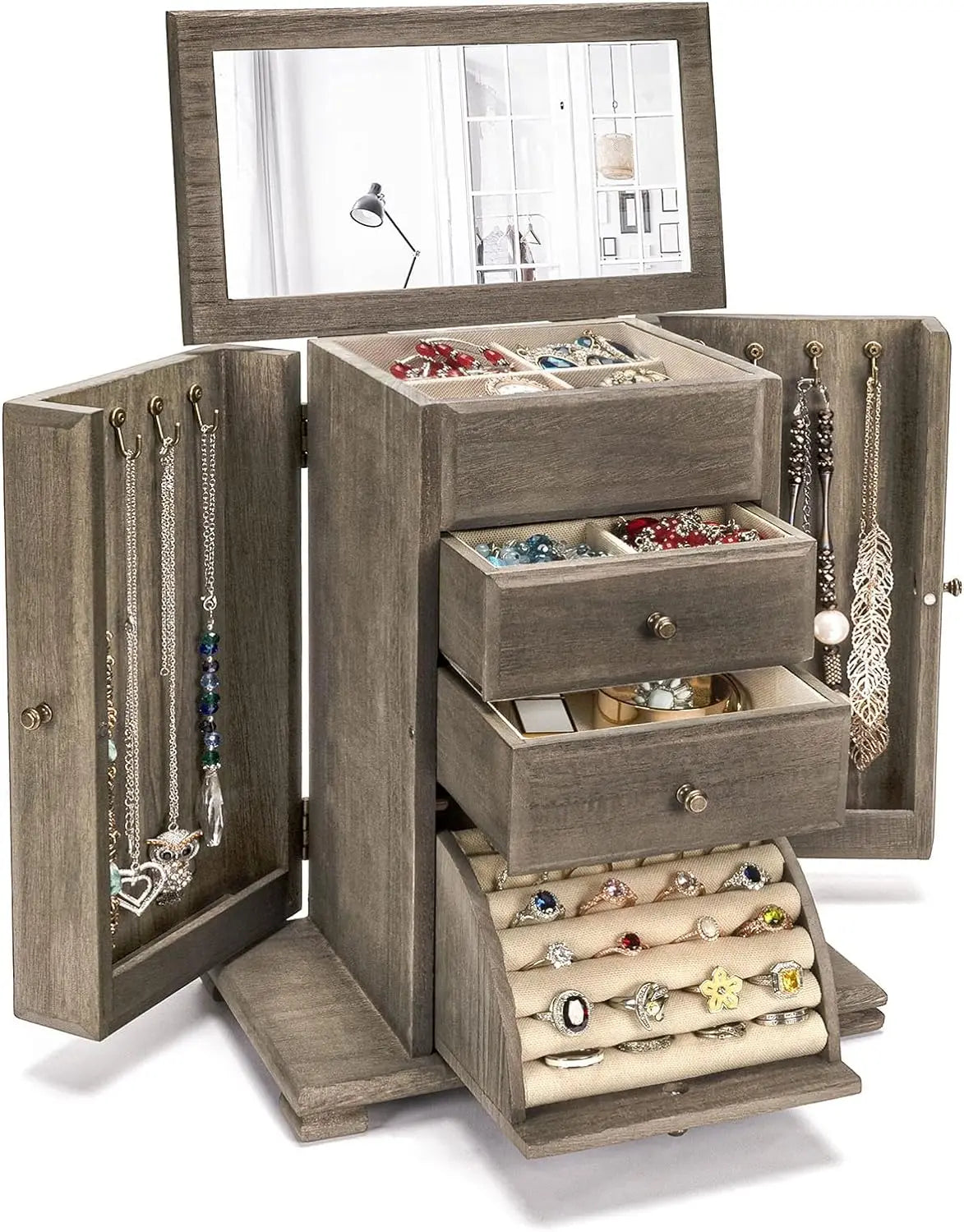 Rustic Wooden Jewelry Boxes & Organizers | Yazijico™ 