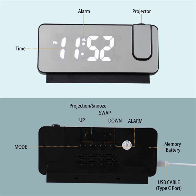 Yazijico™  Projection Alarm Clock for Bedroom - Yazijico™ 