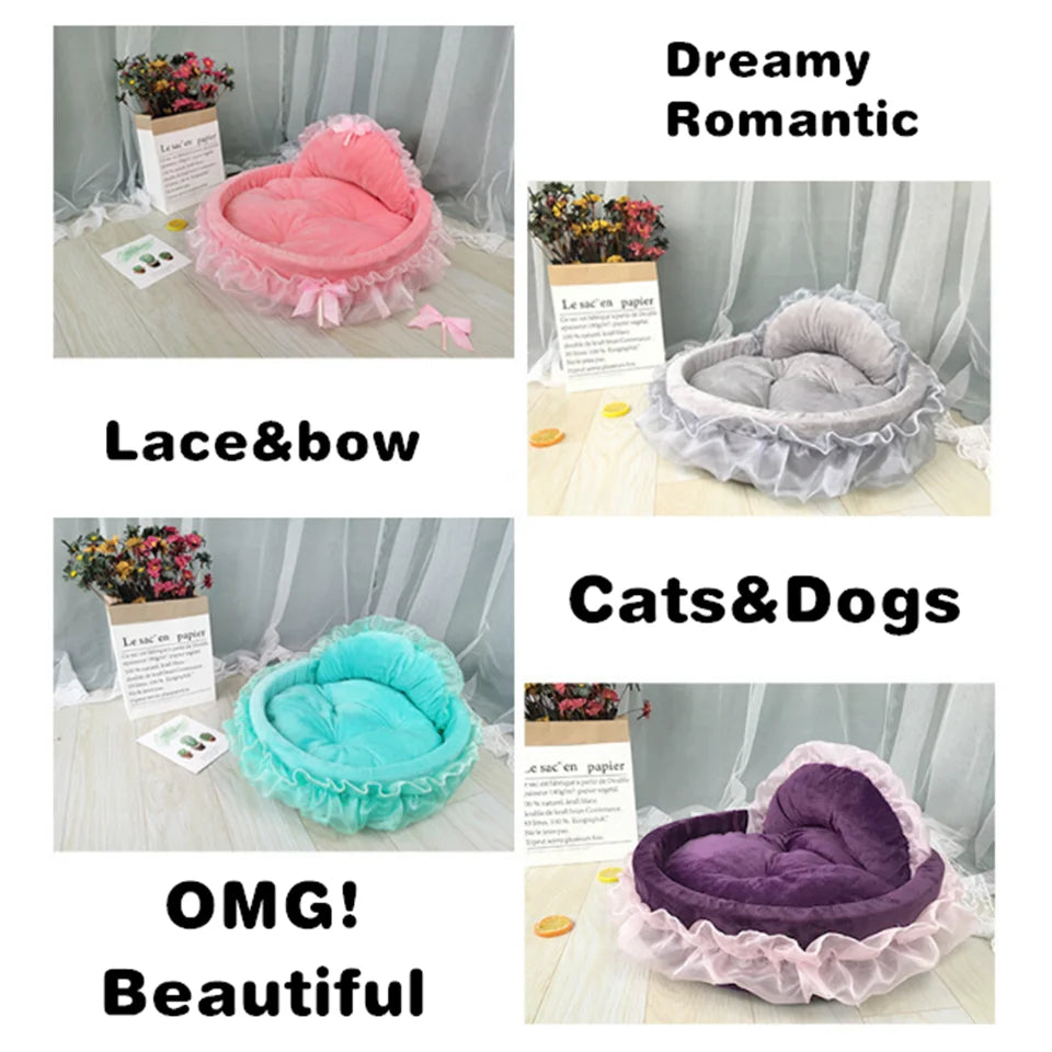 Fantasy Bow Lace Dog Bed Beds For Large Dogs | Yazijico™ 