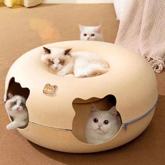 Donut Cat Bed Hiding House Indoor Tunnel Toys| Yazijico™ 