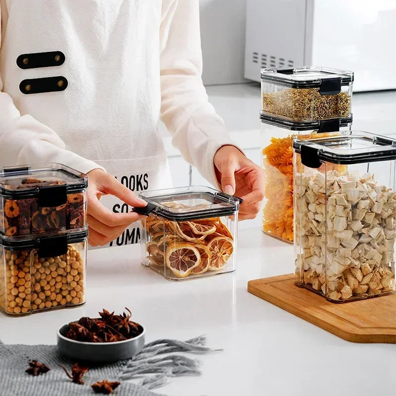 Food Storage Containers Set White Lid Kitchen | Yazijico™