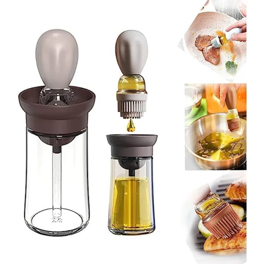 Kitchen oil bottle silicone brush oil container with brush suitable for kitchen cooking pancake baking barbecue utensils