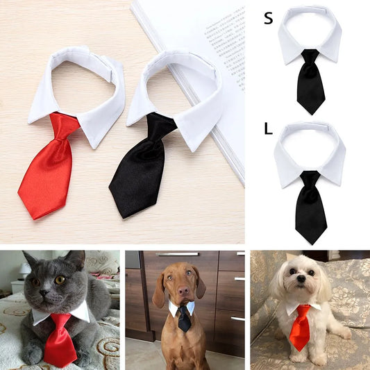 Pet Dog Cat Formal Necktie Tuxedo Bow Tie Black and Red | Yazijico™  