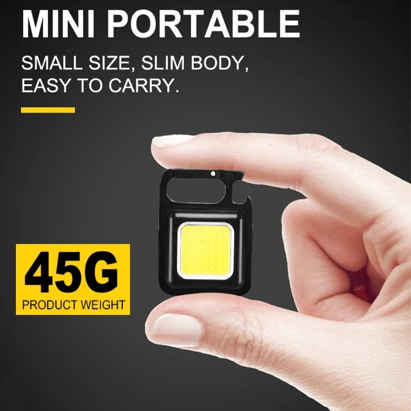  Mini Flashlight Super Bright EDC Keychain Light Outdoor Emergency Camping Pocket Lamp With Tail Magnet Corkscrew