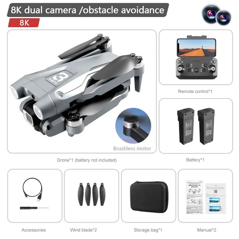 Drone Dual Camera 8K Professional Brushless Motor