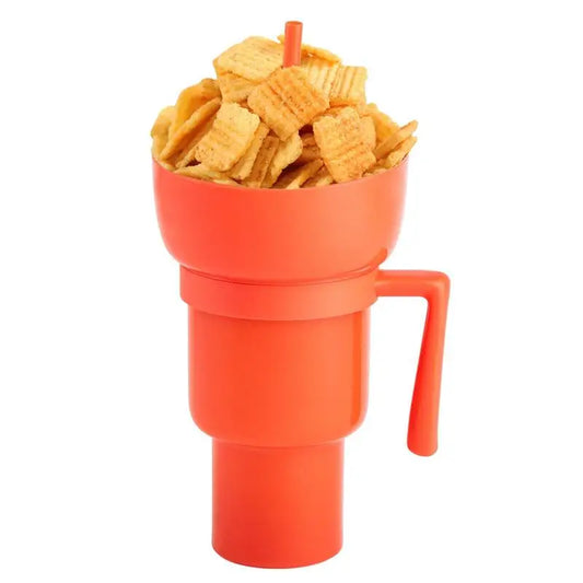 Snack Bowl Drink Cup Splash Proof Leakproof Portable 