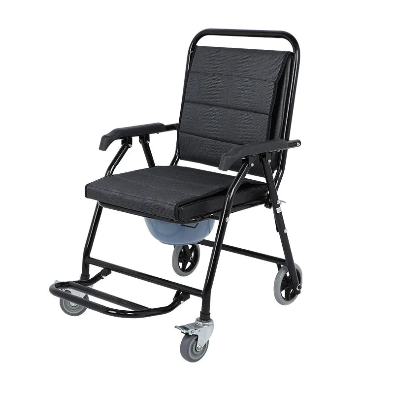 Portable Household Potty Seat Bath Chair Foldable with Wheels Potty Seat Elderly Commode Chair