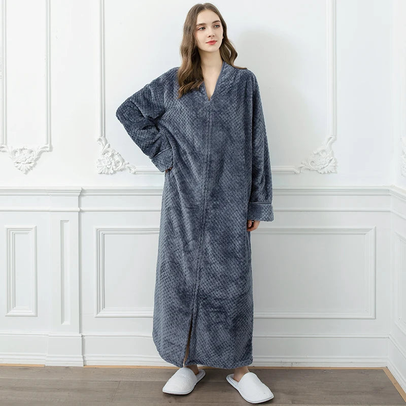 Bathrobe Long Thermal Jacquard Flannel Bathrobe | Yazijico™