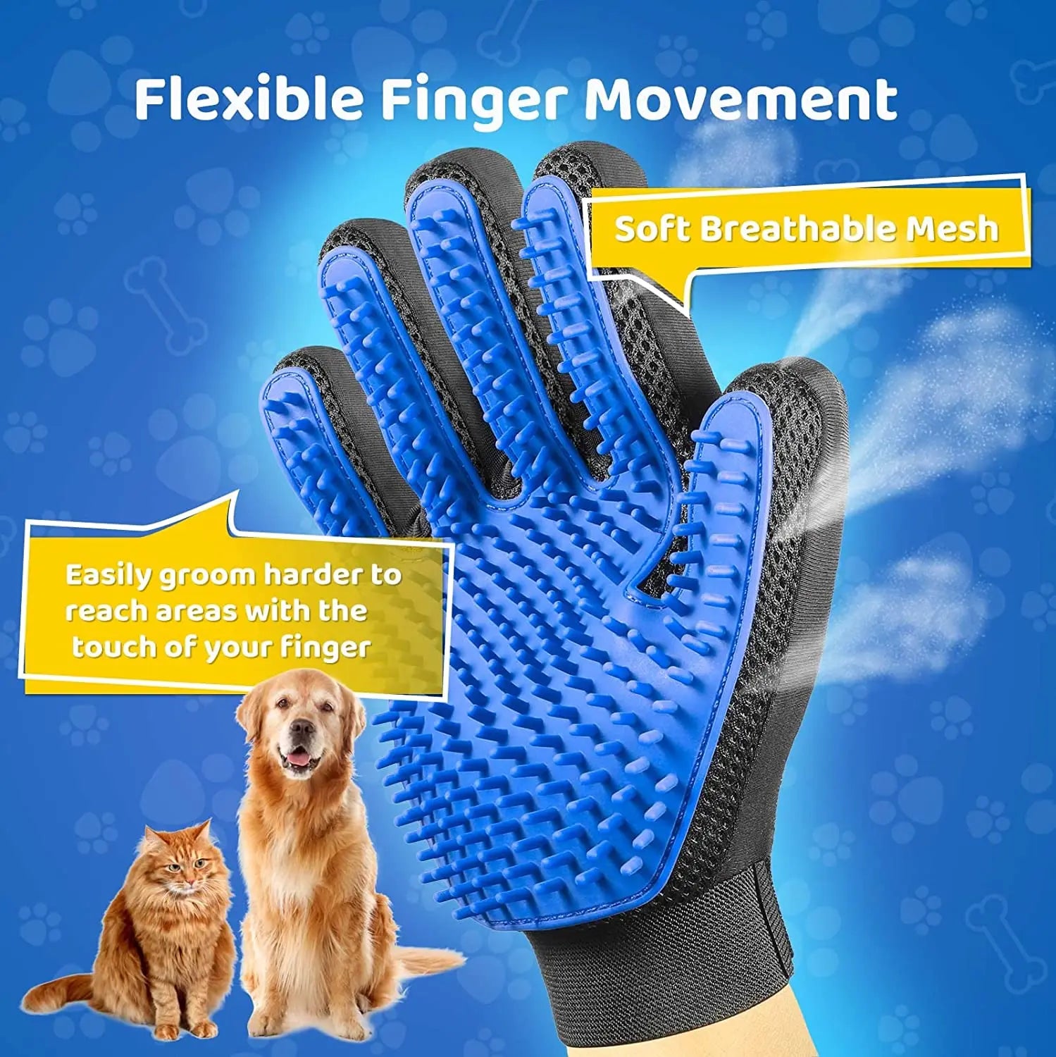 Pet Grooming Glove Gentle Efficient Pet Hair Remover| Yazijico™ 