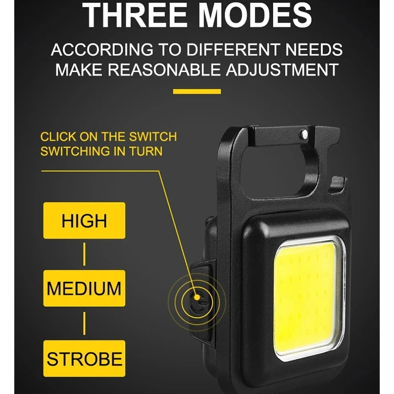  Mini Flashlight Super Bright EDC Keychain Light Outdoor Emergency Camping Pocket Lamp With Tail Magnet Corkscrew