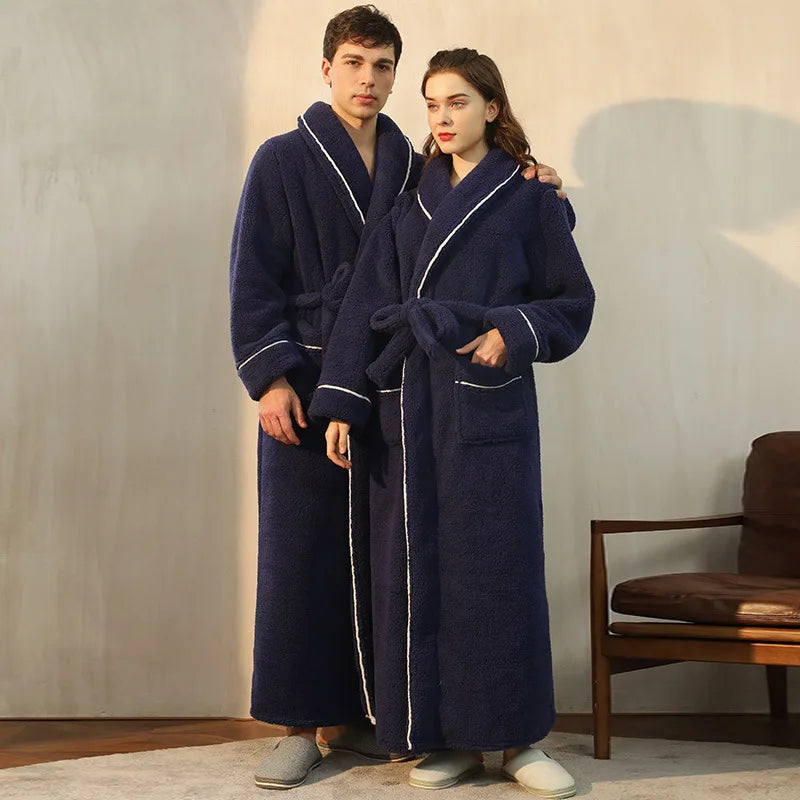 Peignoir à manches longues chaud col rabattu | Yazijico™