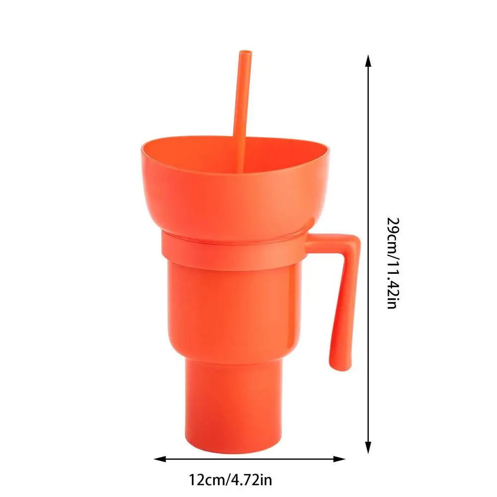 Snack Bowl Drink Cup Splash Proof Leakproof Portable 