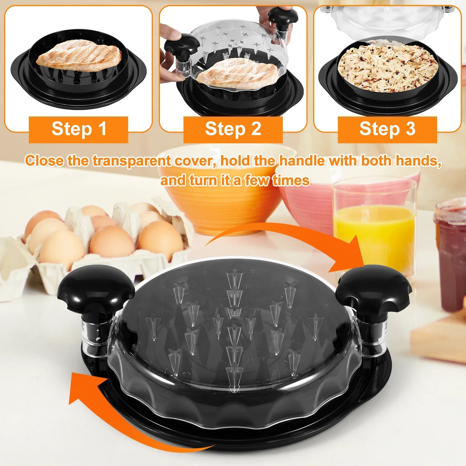 Chicken Shredder with Clear Lid Efficient Non-Slip | Yazijico™   