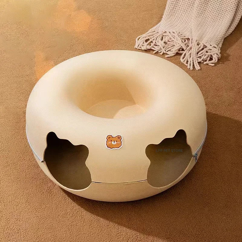 Donut Cat Bed Hiding House Indoor Tunnel Toys| Yazijico™ 