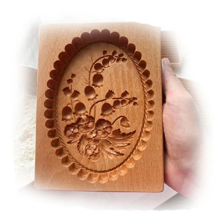 Wooden Shortbread Mold Raspberry Heart Carved | Yazijico™