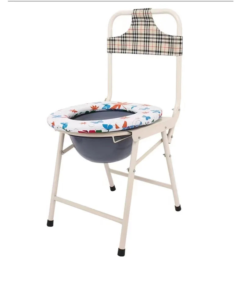 Elderly Potty Seat Wholesale Pregnant Women Folding Commode Chair Mobile Toilet Stool High Backrest Household Toilet Urine