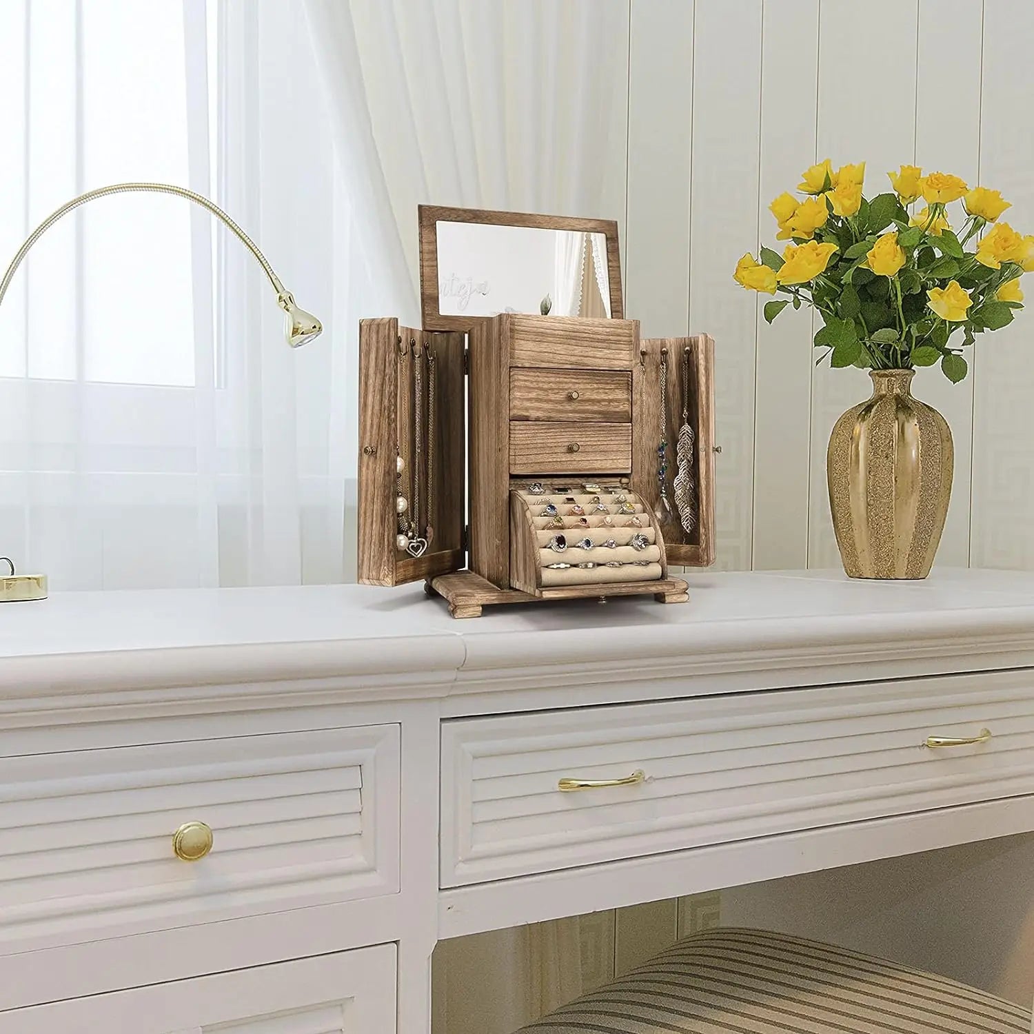 Yazijico™ Rustic Wooden Jewelry Boxes & Organizers - Yazijico™ 